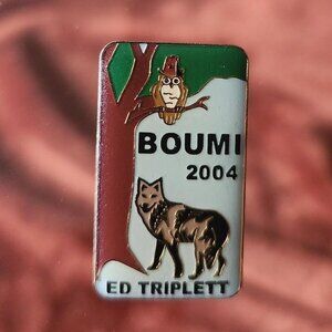 Boumi Shriners Freemason Masonic 2004 Ed Triplett Owl & Wolf lapel pin.